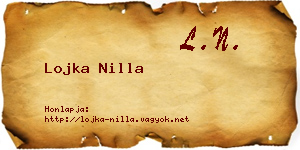 Lojka Nilla névjegykártya